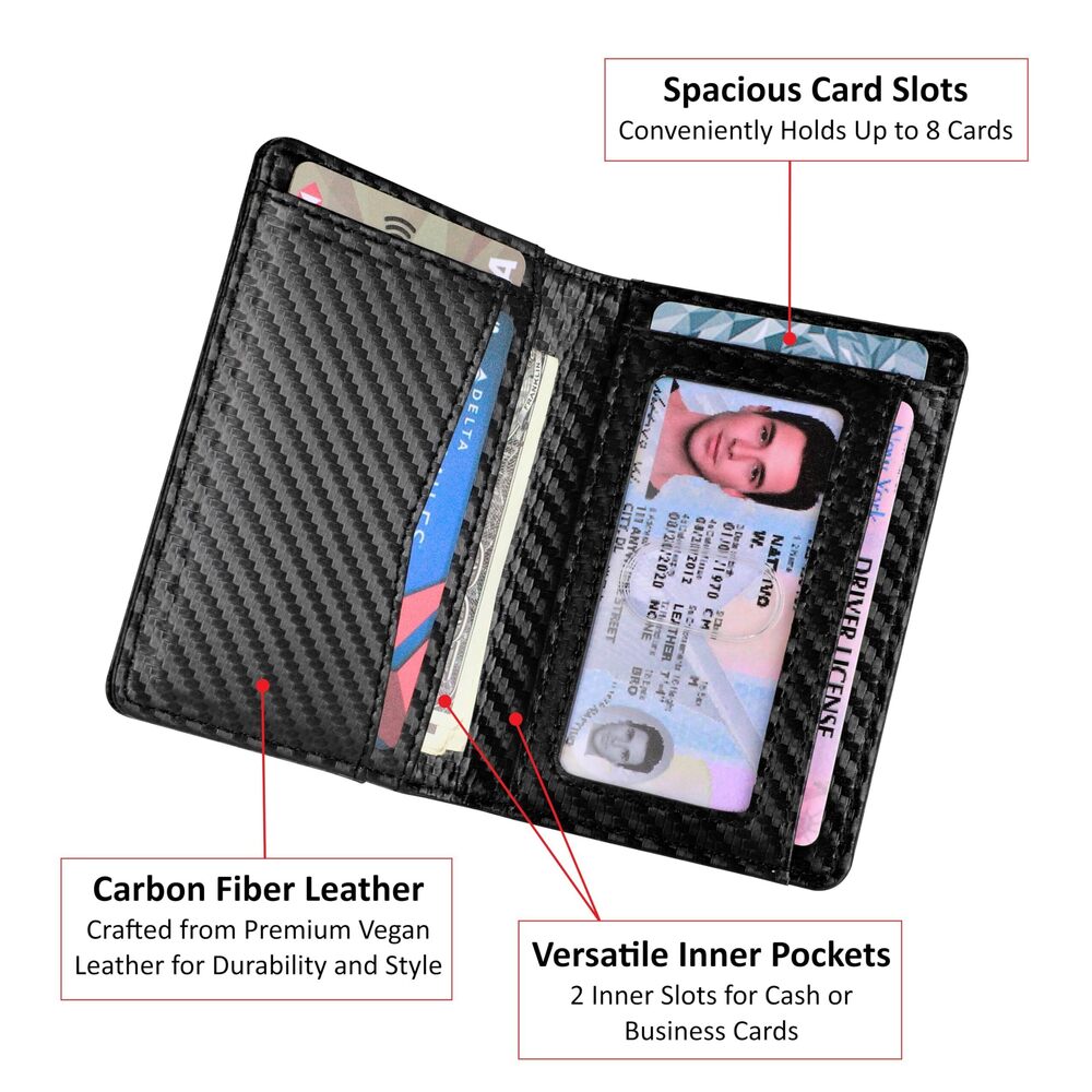 5204 RFID Blocking Slim Wallet Thin Bifold Credit Card Holder Wallet - Picture 5 of 6